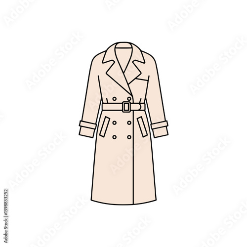 Stylish beige trench coat illustration on a white background  