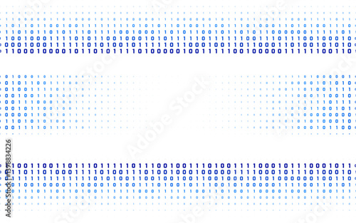 Vector blue digital code rain in a matrix inspired futuristic style. High-tech backdrop with glowing binary characters
