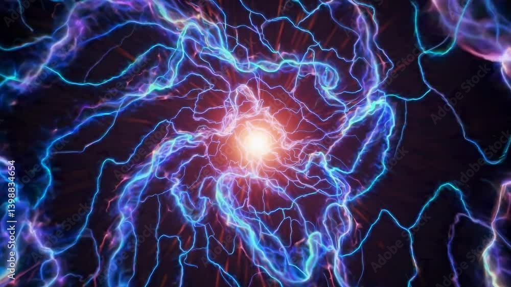 A mesmerizing, swirling vortex of electric blue and green energy, captured from a top-down angle, resembling a cosmic portal in a sci-fi video. Live desktop wallpaper.