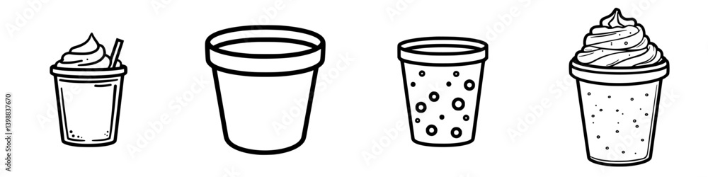 Various dessert cups presented in a simple style showing different types of treats in a fun and engaging manner Various dessert cups presented in a simple style showing different types of treats in a fun and engaging manner