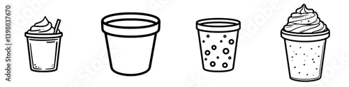 Various dessert cups presented in a simple style showing different types of treats in a fun and engaging manner