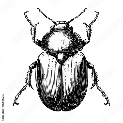 Detailed illustration of a beetle showcasing intricate features and natural patterns