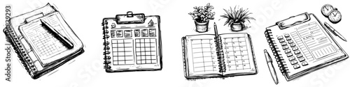 Various planning tools illustrated with organized layouts and a touch of nature