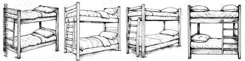Variations of bunk beds designed for different room sizes and arrangements ideal for children's spaces