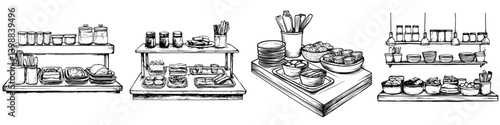 Display of an assortment of snacks and condiments in a cozy kitchen setting during a weekend gathering