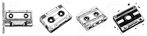 Vintage cassette tapes represented in various styles showcasing the nostalgia of music from the past