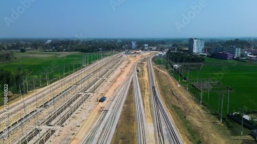 Top View of Cox's Bazar Train Station | Aerial View of beautiful railway station in Cox's Bazar, Chittagong, Bangladesh