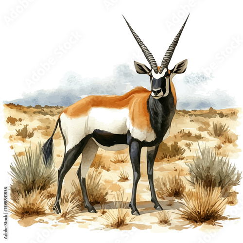 illustration of Sable Antelope, watercolor vector, isolated on a white background.