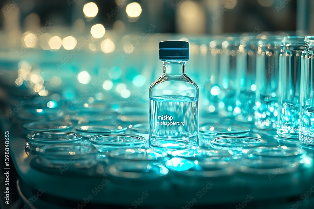 Clear Glass Bottle and Glassware on Illuminated Surface Clear Glass Bottle and Glassware on Illuminated Surface