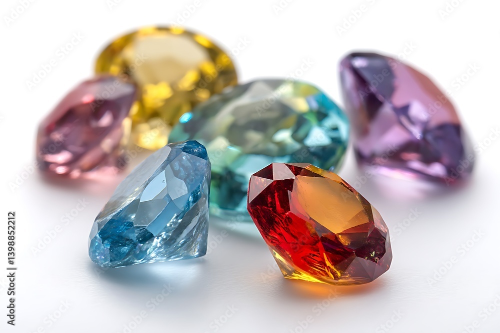 Fototapeta premium Lustrous Precious Stones White Isolated View