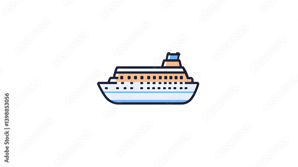 Obraz premium Cruise Ship Icon Travel Vessel Ocean Liner Illustration