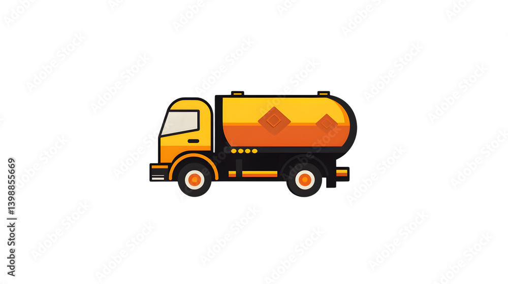 Fototapeta premium A vibrant tanker truck illustration with bold colors and safety markings ideal for transportat