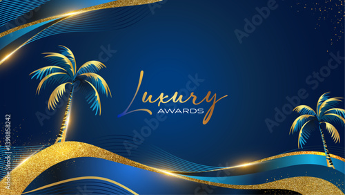 Night Beach Illustration style modern luxury Graphic Template. Decoration of show Beach Effect with sea wave lines. Premium Exotic Design Graphics for Event and Party. 