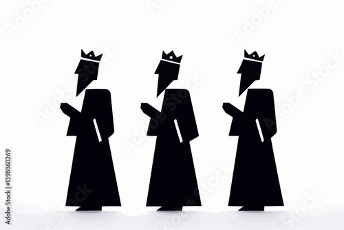 Three Wise Men Icons, Biblical Figures Illustration

