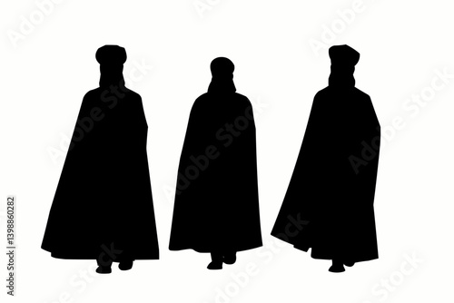 Three Wise Men Icons, Biblical Figures Illustration

