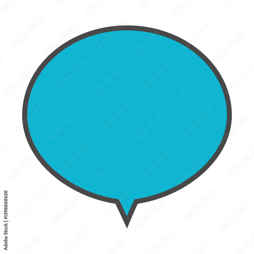 Speech bubble green illustration with outline in blue background, Pop art comic text box element, Blank message box doodle Speech bubble green illustration with outline in blue background, Pop art comic text box element, Blank message box doodle
