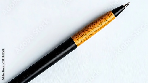 Wallpaper Mural Close-up of a sleek black pen with a wooden accent resting on a clean white surface Torontodigital.ca