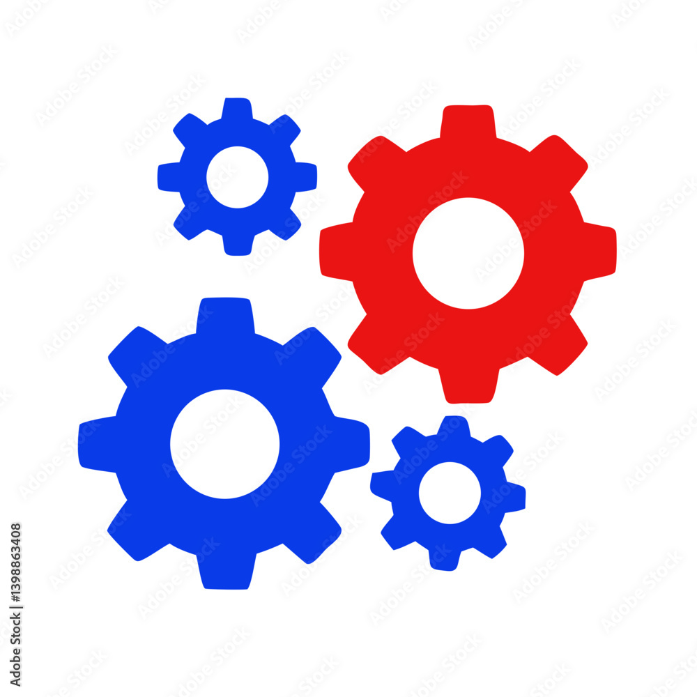 Colorful gears icon illustration on a white background Colorful gears icon illustration on a white background