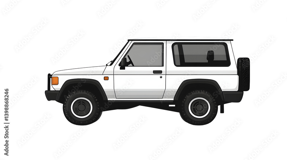 Compact OffRoad Vehicle Side View Illustration Ideal for Adventure and Exploration Themes Compact OffRoad Vehicle Side View Illustration Ideal for Adventure and Exploration Themes