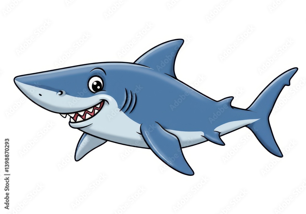 Fototapeta premium Shark cartoon isolated on white background