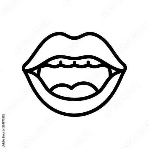Outline of an open mouth,   icon, vector 