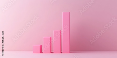Free Download Growth chart in pink: A minimalist rendering of a pink bar graph illustrates steady growth and success. The graphic is a simple, uncluttered visual representation of progress.  - GFXLoad