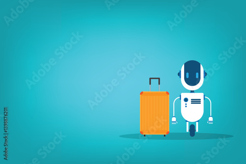 Chatbot with travel case vector illustration	