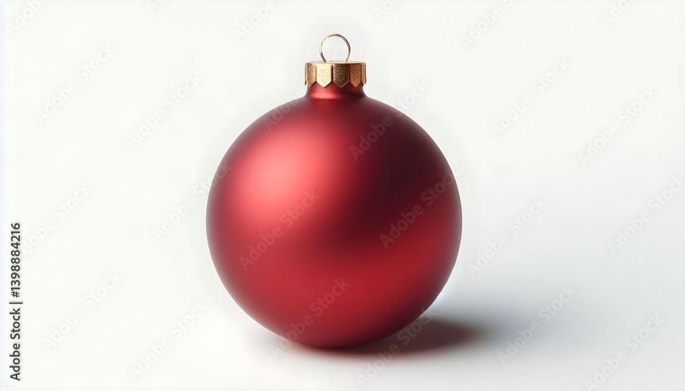 Minimalist holiday ornament ball in matte red with metallic hook isolated in clean studio background Minimalist holiday ornament ball in matte red with metallic hook isolated in clean studio background