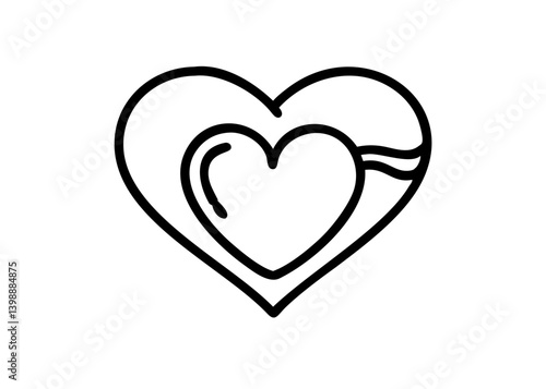 Cute icon with black line drawing. Heart.