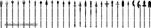 Set of Ancient Spear Silhouettes – Vector Weapon Collection

