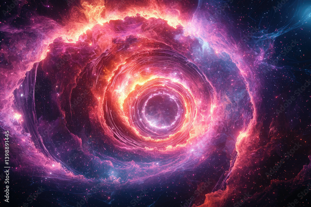 A swirling cosmic vortex of vibrant nebulae and fiery colors, creating a mesmerizing celestial spectacle. A swirling cosmic vortex of vibrant nebulae and fiery colors, creating a mesmerizing celestial spectacle.