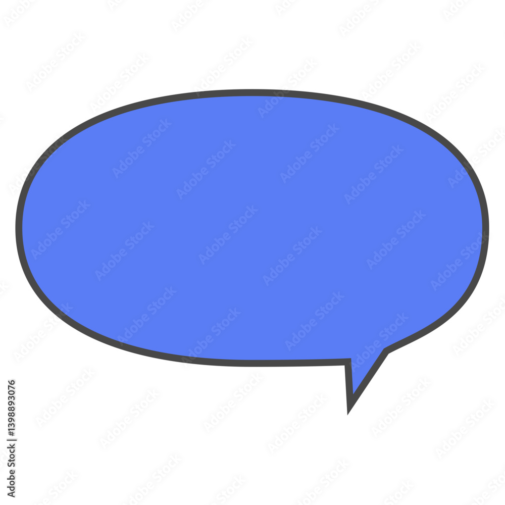 Speech bubble blue illustration with outline in blue background, Pop art comic text box element, Blank message box doodle Speech bubble blue illustration with outline in blue background, Pop art comic text box element, Blank message box doodle