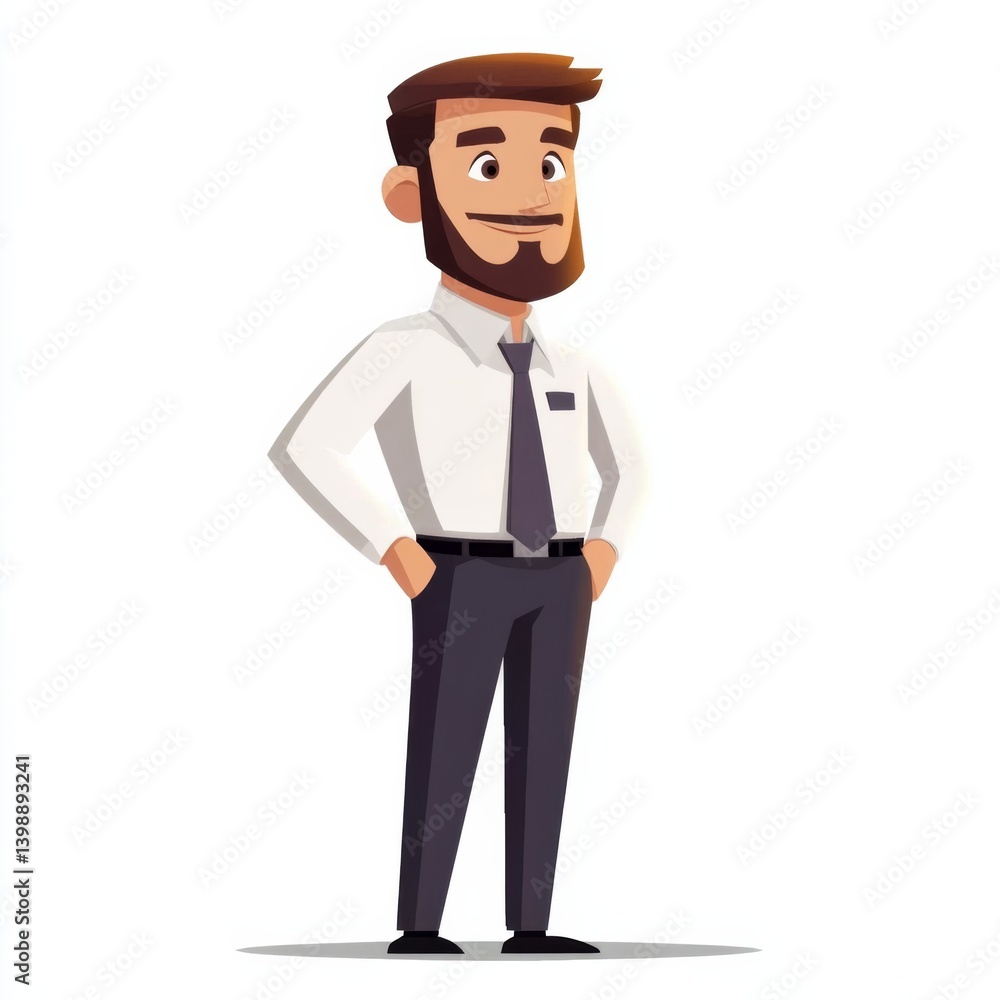 Businessman character with upward graphic illustration, isolated on a white background Businessman character with upward graphic illustration, isolated on a white background