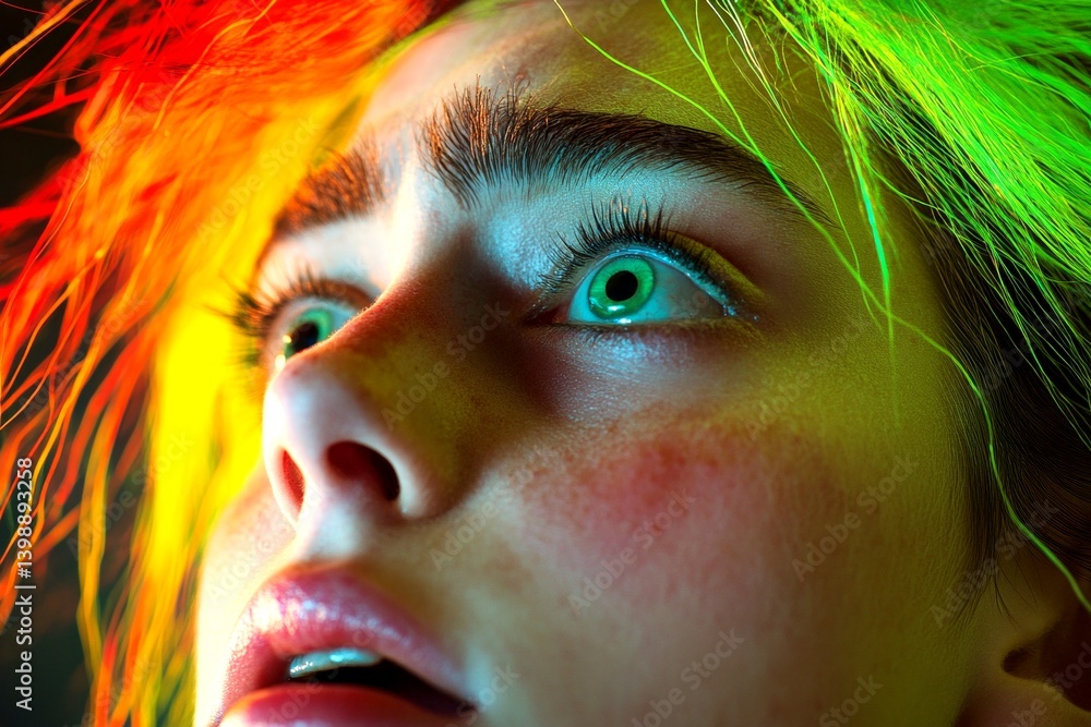 Brain glitch. Metaphorical serotonin syndrome awareness of a mental illusion. Surreal health. Hallucination - due to serotonin syndrome: abstract image of individual status. Weird brain effec.