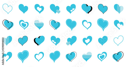 シンプルなハートマーク セット 水色