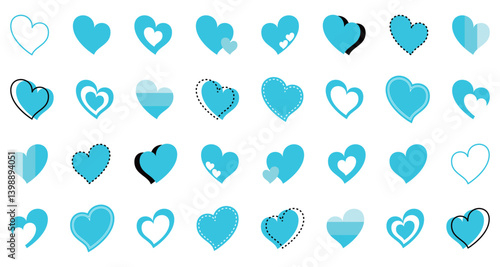 シンプルなハートマーク セット 水色