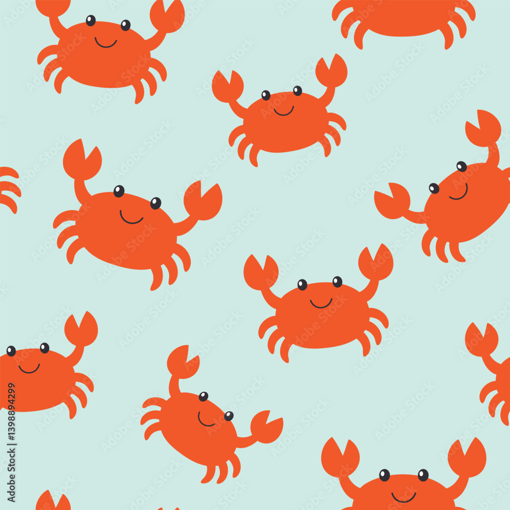 Seamless pattern with cute crab. Vector illustration. It can be used for wallpapers, wrapping, cards, patterns for clothes and other. Seamless pattern with cute crab. Vector illustration. It can be used for wallpapers, wrapping, cards, patterns for clothes and other.
