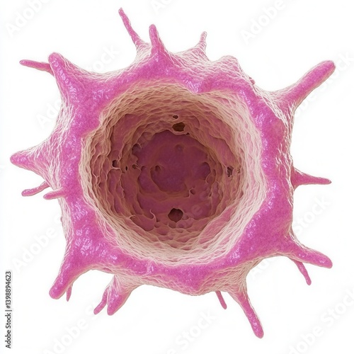Detailed Microscopic View Of A Human Platelet Cell In Purple And Beige