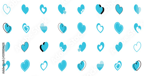 シンプルなハートマーク セット 水色