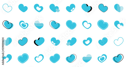 シンプルなハートマーク セット 水色