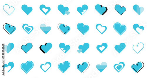 シンプルなハートマーク セット 水色