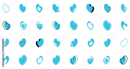 シンプルなハートマーク セット 水色