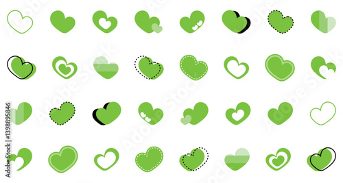 シンプルなハートマーク セット 黄緑