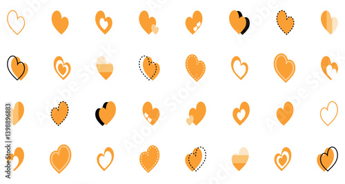 シンプルなハートマーク セット 橙色