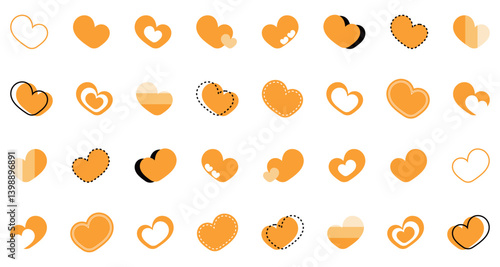 シンプルなハートマーク セット 橙色