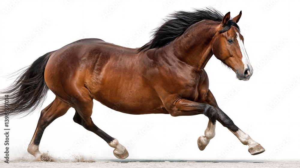 Majestic Gallop: A powerful brown horse, muscles rippling with energy, races across a field. Capturing speed and elegance. Majestic Gallop: A powerful brown horse, muscles rippling with energy, races across a field. Capturing speed and elegance.