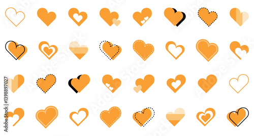 シンプルなハートマーク セット 橙色