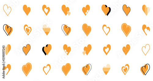 シンプルなハートマーク セット 橙色