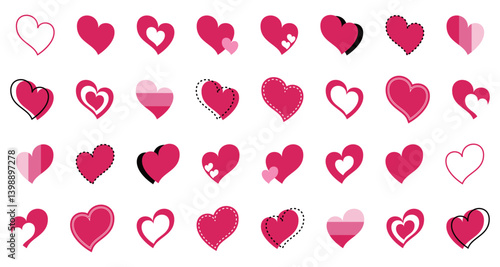 シンプルなハートマーク セット 赤色