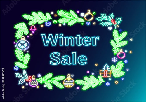 Tableau sur toile Winter neon sale.ai